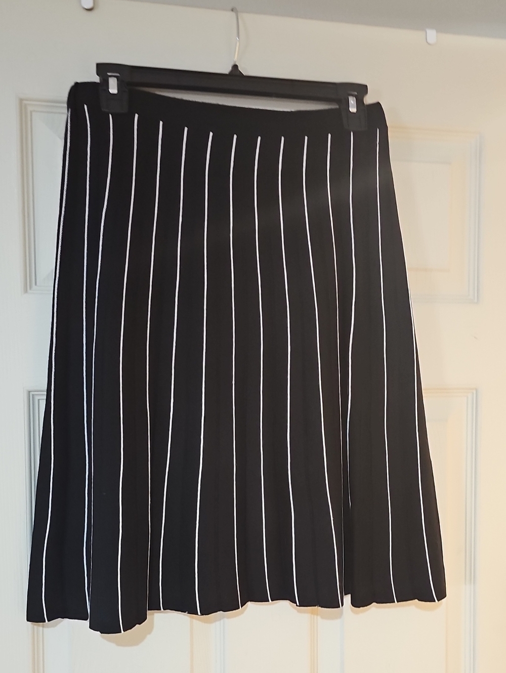 GNW Black A-Line Skirt with White Vertical Stripes